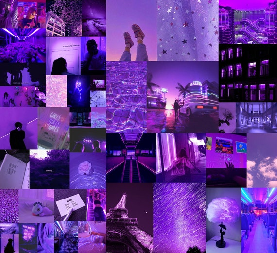 neon purple aesthetic wallpaper collage