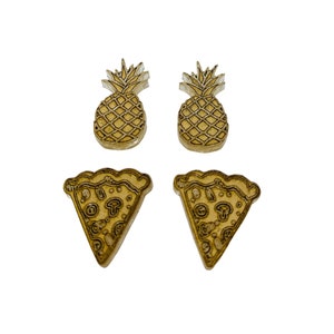 Pineapple and pizza Stud earrings Silicone Mold