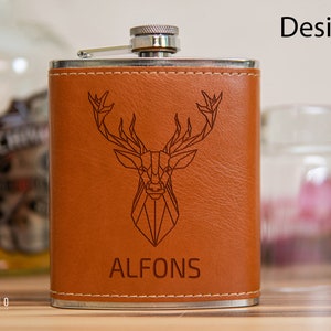 Hip flask, leather, pocket flask, JGA, gift, hunting, Waidmannsheil, deer, grandpa, dad, Father's Day, liquor, alcohol, friend, car, love