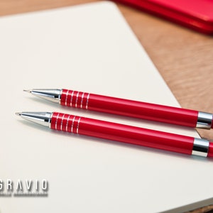 Aluminium Schreibset: Kugelschreiber und Druckbleistift im farbigen Metalletui | Büro, Geschenk, Mitarbeiter, Kollege, Abschied, Feier