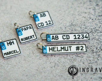 Gepersonaliseerde 3D-geprinte kentekensleutelhanger - auto/motorfiets - aangepast cadeau