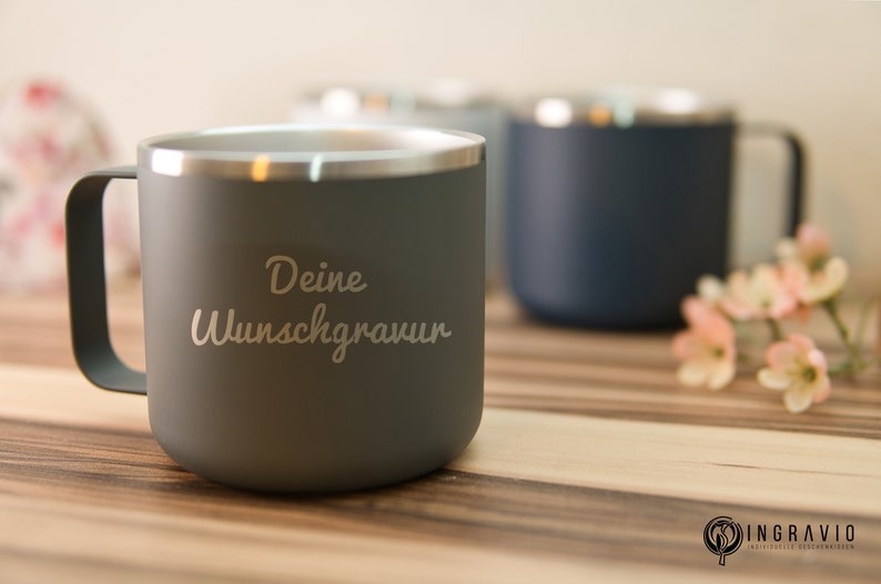 Personalisierbarer Thermobecher in 3 Farben Geburtstagsgeschenk, Firmengeschenk, Abschluss, Hochzeit, Büro, Werbung, Jubiläum, Weihnachten Bild 1