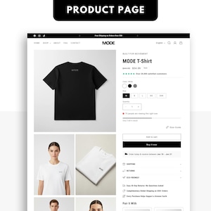 Modern Shopify Product Page Layout for Clothing Store