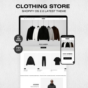 Streetwear Shopify Theme Clothing T-Shirt Shopify Template, Minimal Fashion Shopify Website Boutique