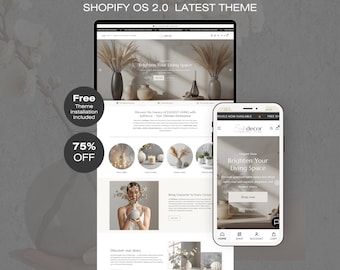Tema de Shopify para decoración del hogar y productos cotidianos, boutique de interiores minimalista, plantillas de Canva.