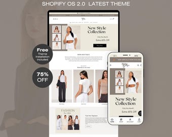 Boutique Shopify Theme | Feminine Fashion Website Template Clothing brand Stores Canva Editable Design