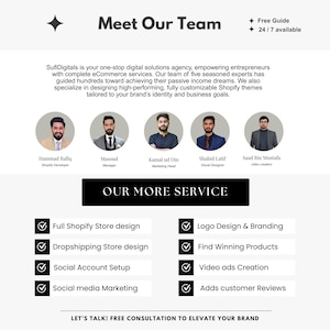 Professional digital agency team of experts specializing in Shopify development