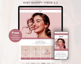 Tema de Shopify 2.0 para cuidado de la piel / Plantilla para sitio web de tienda de belleza / Diseño minimalista moderno + Plantillas editables de Canva