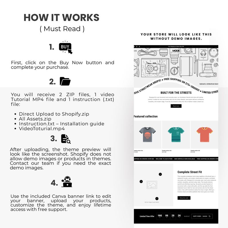 Step by step guide for installing and customizing the streetwear Shopify theme