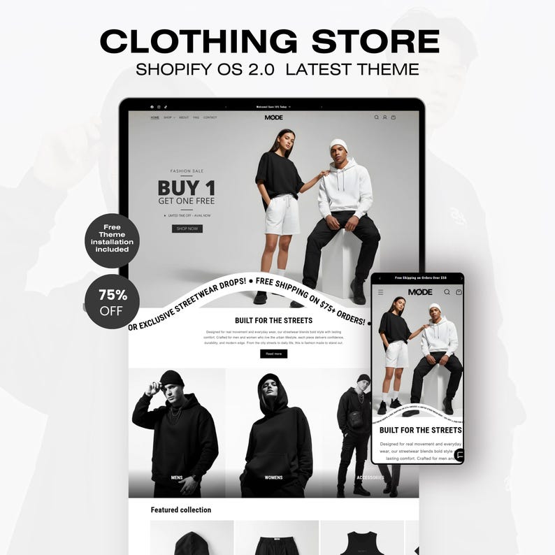 Streetwear Shopify Theme Homepage Design for Fashion Brands