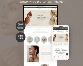 Luxe sieraden Shopify-thema: beige minimalistische websitesjabloon