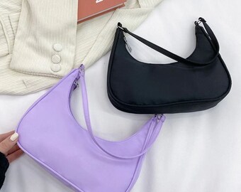 Vickie | nylon handbag minimal purse simple clutch pastel shoulder bag solid color small reusable retro vintage cute gift y2k hip vegan