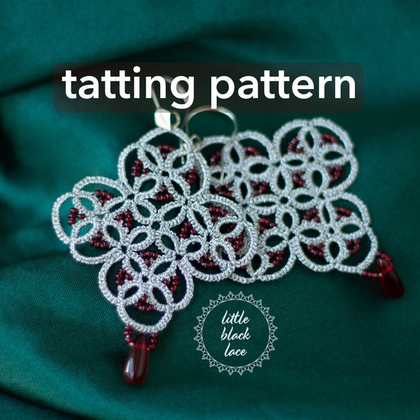 PDF Arete earrings - tatting pattern by littleblacklace - instant download
