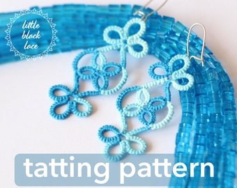 PDF Vineyard earrings - tatting pattern by littleblacklace - instant download - shuttle tatting