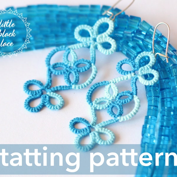 PDF Vineyard earrings - tatting pattern by littleblacklace - instant download - shuttle tatting