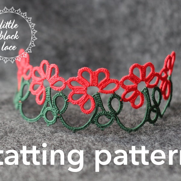 Gerbera edging - shuttle tatting pattern in PDF by littleblacklace, suitable for bracelet or choker - instant download