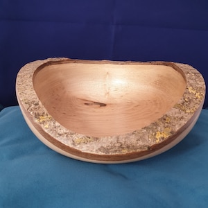 Hand turned walnut live edge wooden bowl