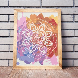 Ethnische Aquarell Mandala Blumen Kunst Malen Zahlen mit/ohne Rahmen Home Decor DiY Painting Kit DiY Painting on Canvas Bilderrahmen Set