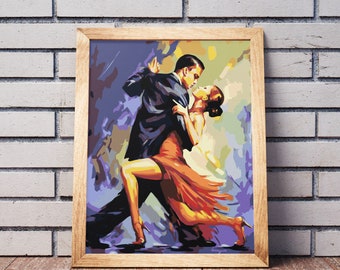 Fai-da-Te Pittura Ballerini di Tango Dipingi per Numero per Adulti Bambini Dipinto ad Olio su Tela con Pennelli e Pigmento Acrilico 40x50 cm(Senza Telaio