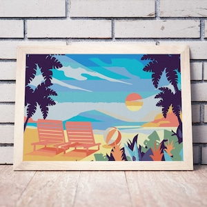 Beach Painting Art Design View Picture DIY Canvas Ocean Painting Number Kit Acrylic Painting Sunset Home Decor High-Quality Picture RP0264