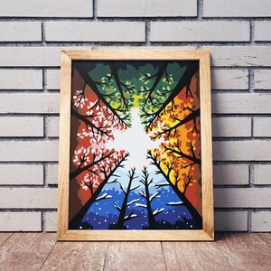 Seasons Paint on Canvas HandMade DIY Set Nature Art Painting by Numbers DIY Kit Picture Forest Design Paint by Numbers Best Gift for Adult