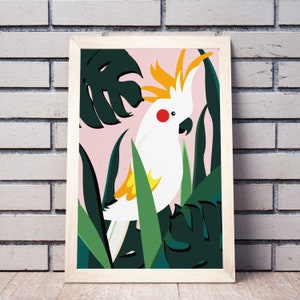 Floral Pop Art White Parrot Paint on Canvas HandMade DIY Set Painting by Numbers Picture with Unique Design Paint by Numbers Best Gift