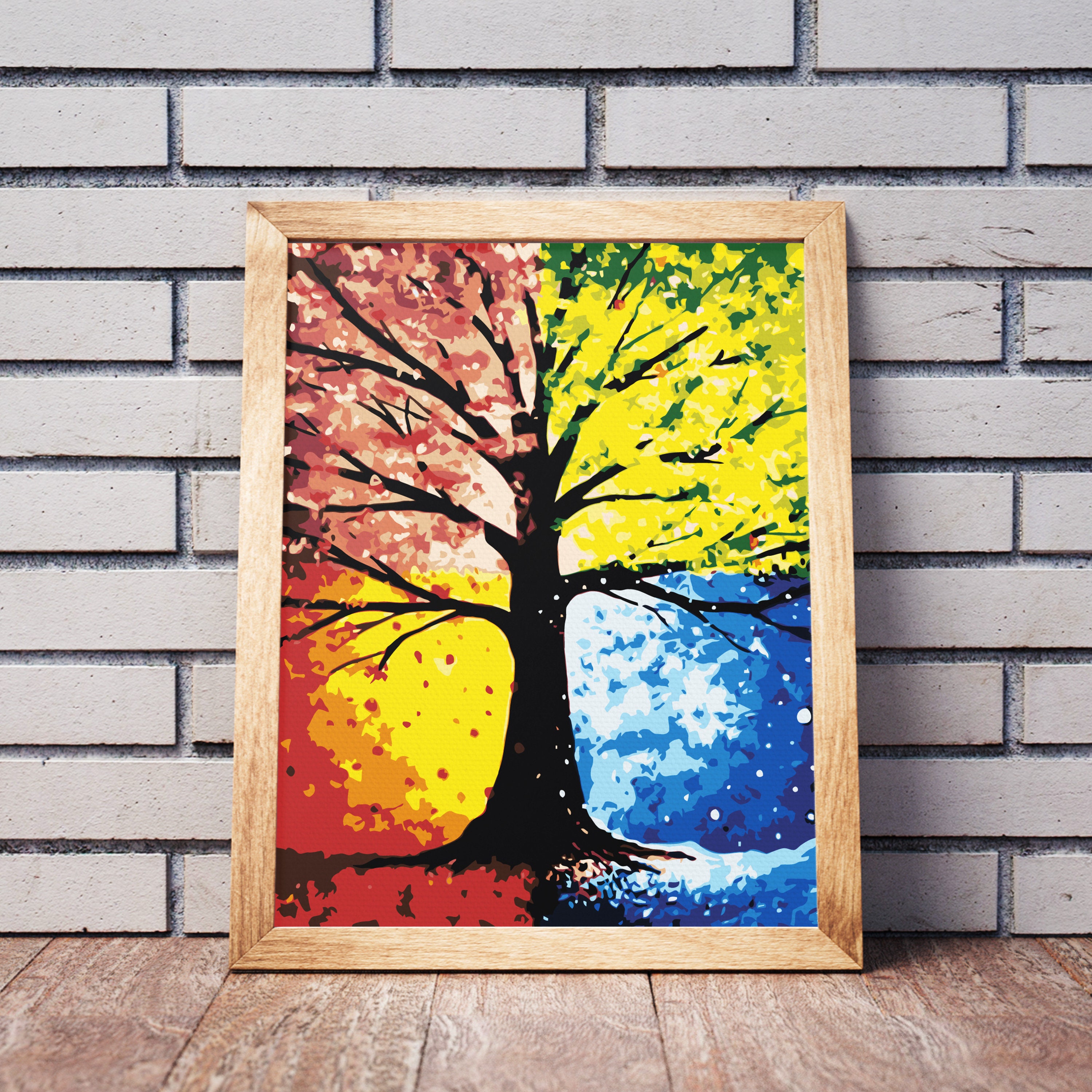 Schalter Verrückt Schlägerei malen nach zahlen baum vier jahreszeiten