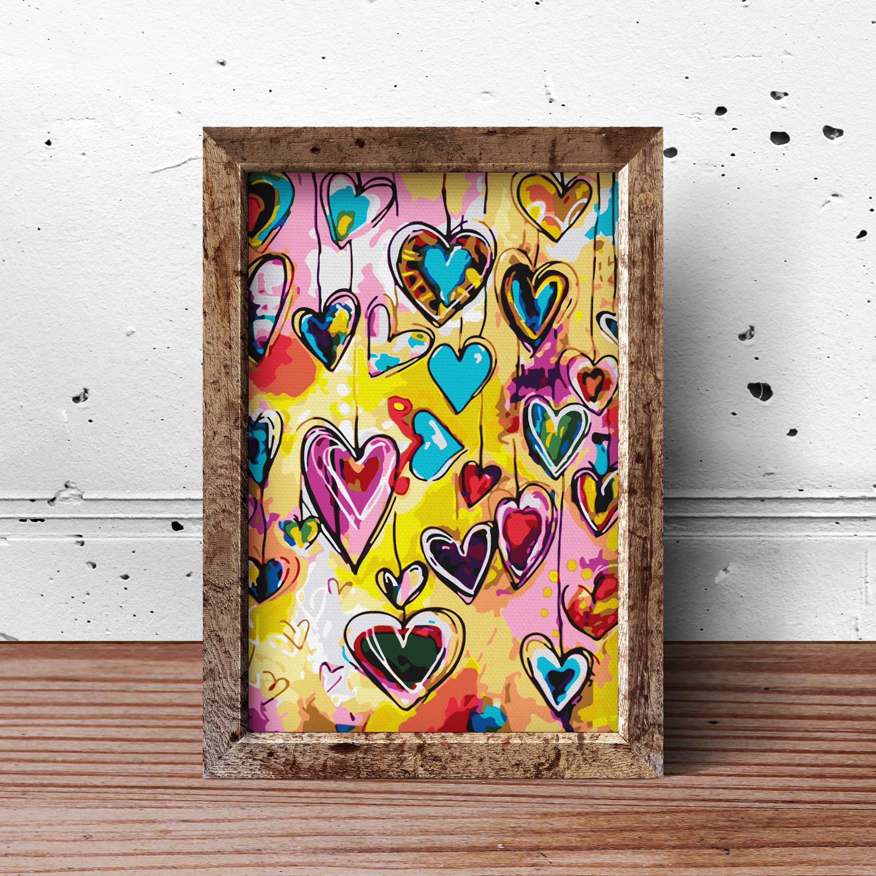 Colorful Heart Paint by Numbers DIY Kit Painting by Number Art Paint by Numbers Canvas Painting ...