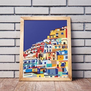 Geometrische Architektur bunte Zahlen am Meer mit/ohne Rahmen Home Decor DiY Kit Gemälde on Canvas Bilderrahmen