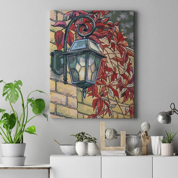 Street Wall Light Painting on Canvas Paint by Your Own DIY Kit Oil
