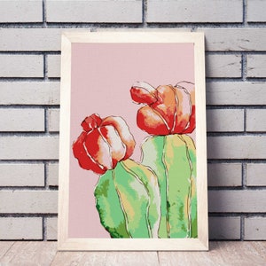 Watercolor Cactus Pop Art Own Picture for Home Decor Painting by Numbers Small Picture DIY Painting by Canvas with Unique Design Best Gift