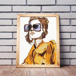 Sonnenbrille Fashionable Lady Paint Number mit/ohne Rahmen Home Decor DiY Painting Kit DiY Painting on Canvas Bilderrahmen Set