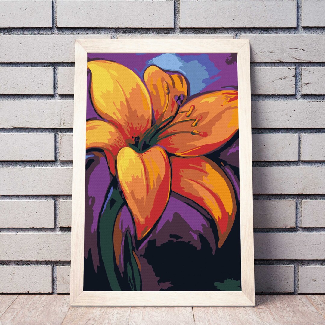 Yellow Lily Art Design Own Picture for Home Decor Painting by Numbers ...