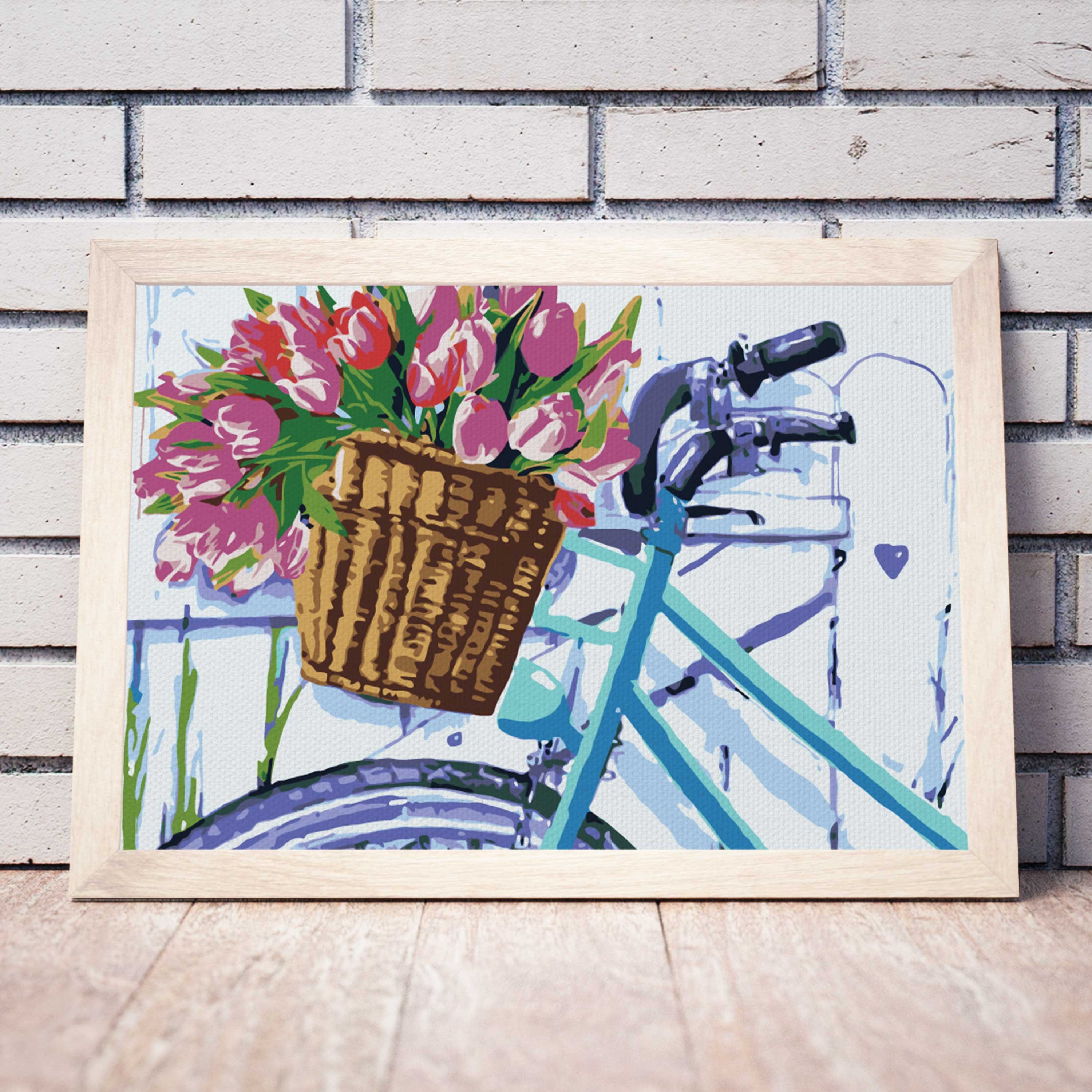 Floral Bike Tulips Paint by Number Paint by Numbers Paint by