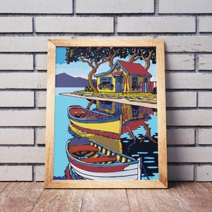 Cozy House on The Water Art Paint By Numbers Canvas Painting By Numbers Painting Kit Hobby Art Paint By Numbers DIY Kit Painting By Number