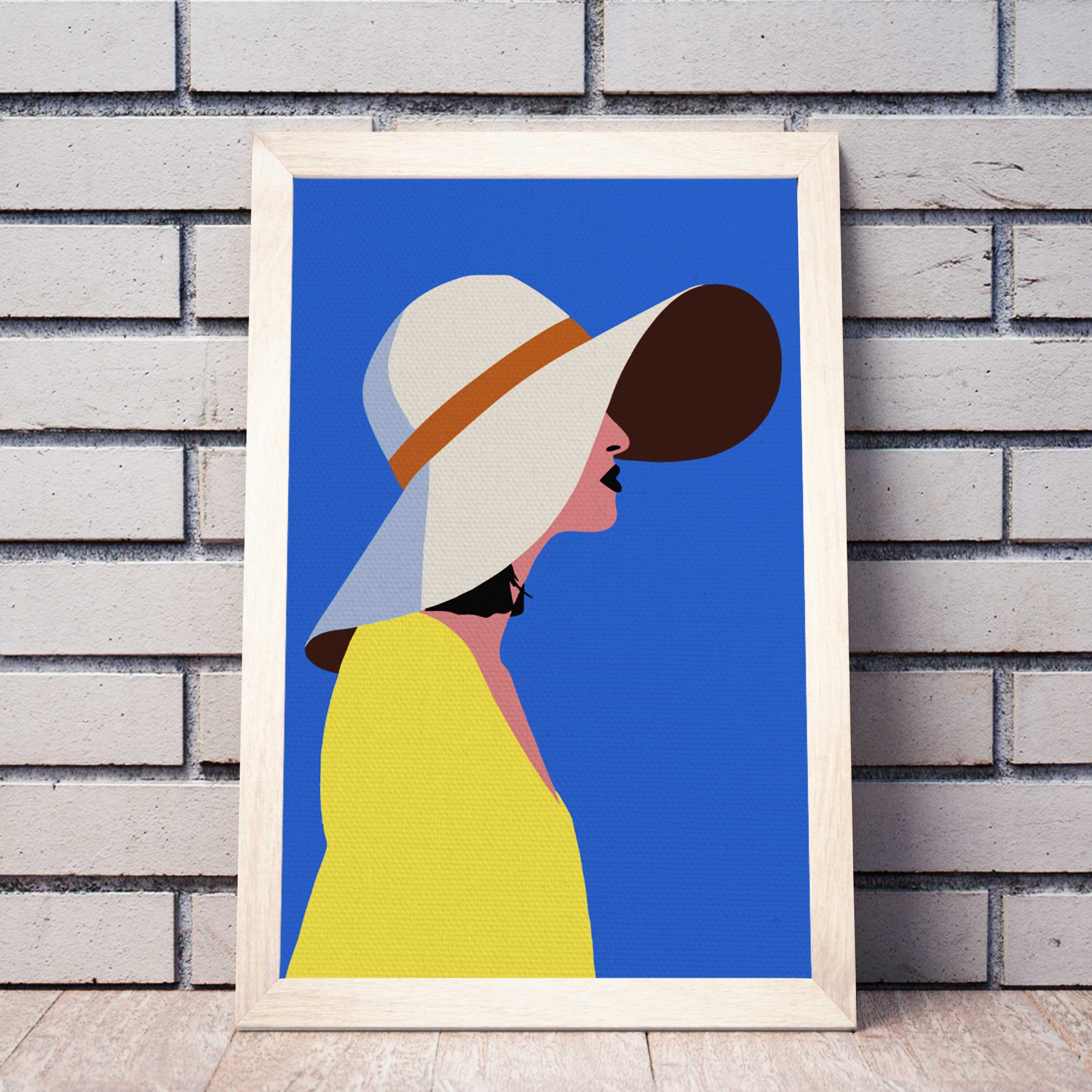 Woman in Hat Colorful Painting on Canvas Paint by Your Own DIY Kit Oil
