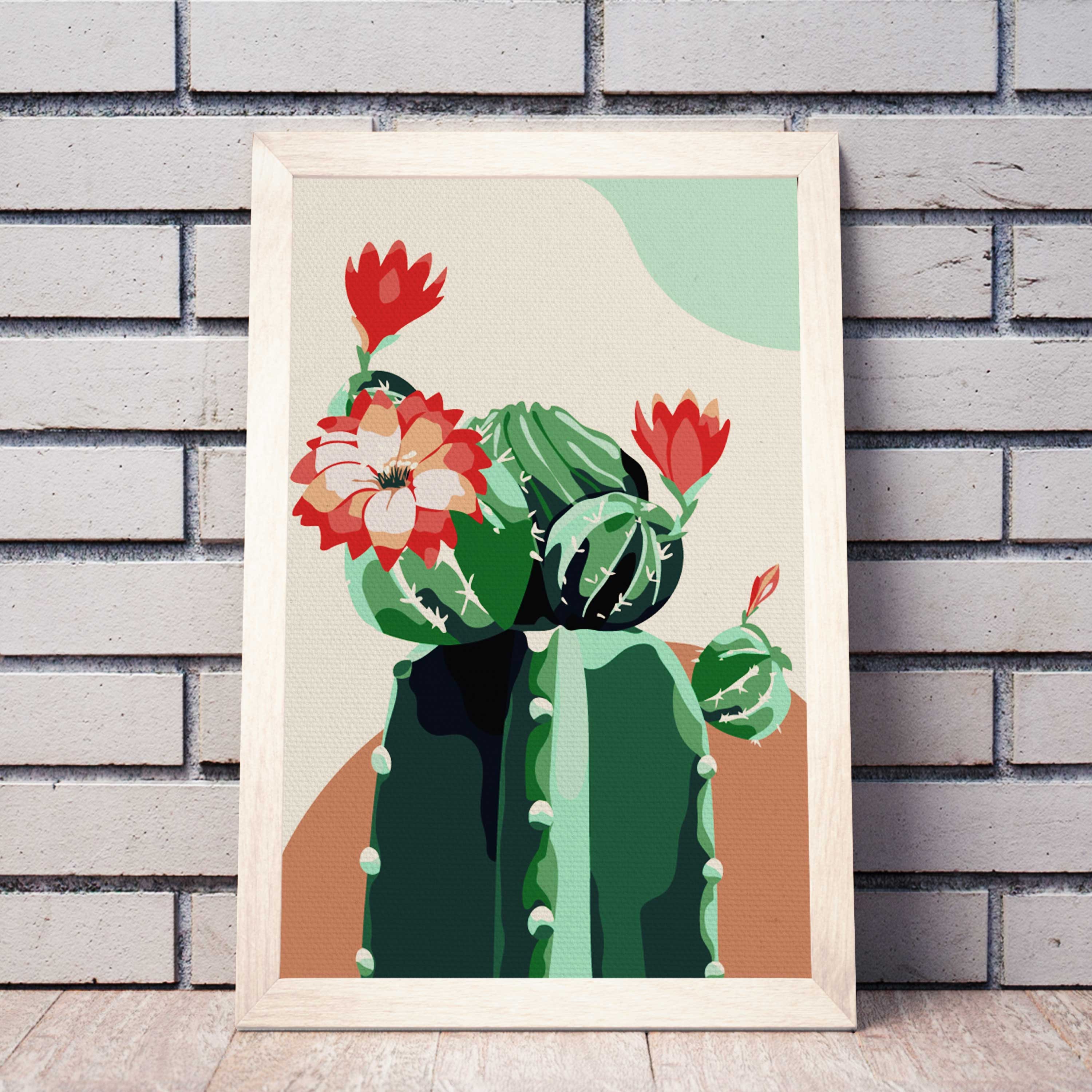 Cactus Art Design Decor DIY Paint by Number Kit Floral Art Etsy