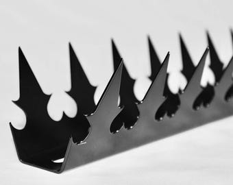 Ninja Deterrent™ | Fence Spikes Wall Spikes Anti Climb Security Guard | GizaGiza Heart Dual Bladed 1.0 m Black | Bird Spikes | Made in Japan