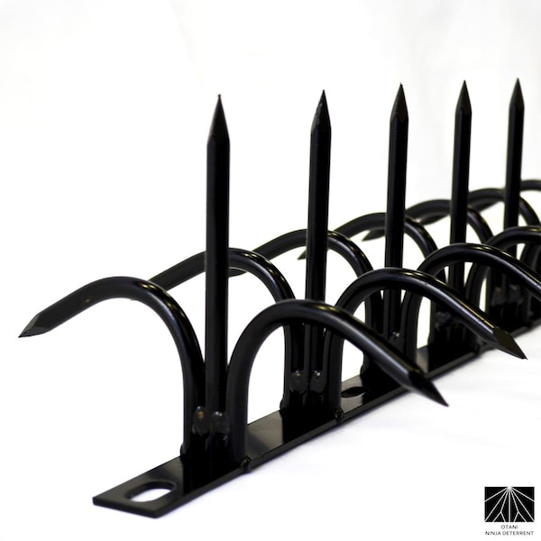 Ninja Deterrent™ Classic Shinobi Gaeshi H130 Dual Bladed Black Steel Security Spikes – 0.5m Anti-Climb & Bird Control