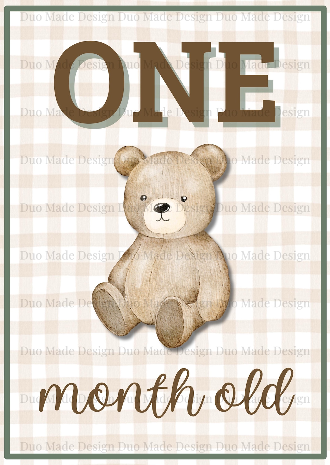 Neutral Baby Milestone Cards Digital Download – 12 Month Set – Teddy ...