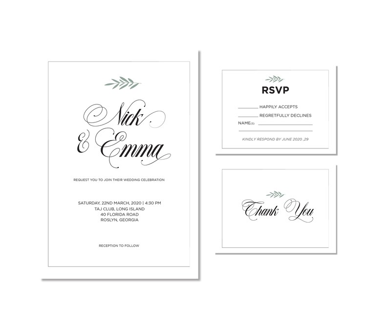 Printable Wedding Invitation Black &amp; White Template | Etsy