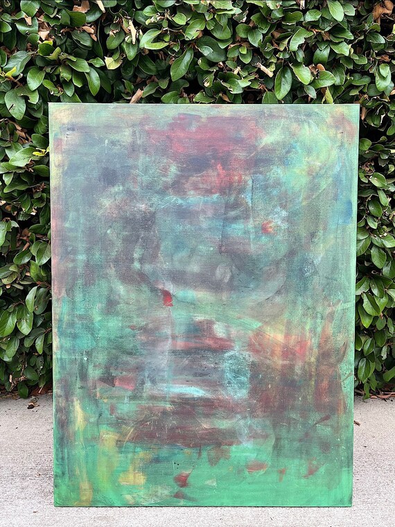 Original Abstract Painting – Acrylic, Spray Paint, Oil Stick (30x40 inches)