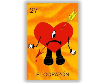 Un Verano Sin Ti | UVST album | Bad Bunny | El Conejo Malo | El Corazon | Loteria Card | Latino Gifts | Bad Bunny Sticker