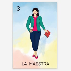 La Maestra, Loteria Inspired, La Dama, Mexican Game, Teacher, Teacher Gifts, Teacher Appreciation