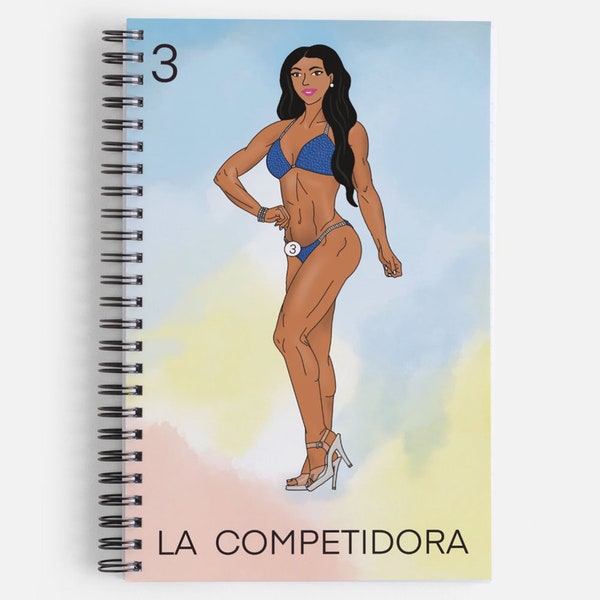 La Competidora Notebook, Loteria Inspired, La Dama, NQ NPC Bikini, NPC Gifts for Her, National Physique Committe, Bikini Competitor