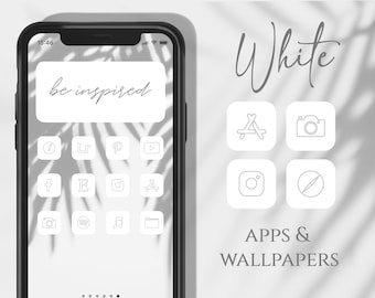 White Icons, iOS Icon Pack, Homescreen Icons, Minimal Icons Pack for iPhone, Icons Bundle, Aesthetic Icons
