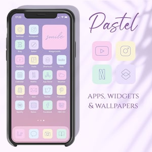 Pastel App Icons, Aesthetic Icons iOS 14, Aesthetic iPhone Widgets Wallpapers, Minimalist App Icons, Minimal App Icon Blue Pink Mint Yellow