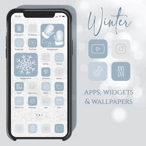 Winter App Icons, Neutral Blue White Icons, Aesthetic App Icons, Minimal App Covers, Minimal Icons Set, iOS Icons Winter, iPhone Blue Icons