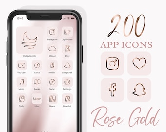 Rose Gold iOS App Icons, iOS 14 App Covers, Aesthetic iPhone Home Screen, Aesthetic App Icons for iOS 14, Pink iPhone Theme, iOS14 Icon Pack