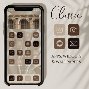 Classic App Icons, App Icons Aesthetic, Elegant Beige Cream Brown Icons, Aesthetic iPhone Widgets Wallpapers, iPhone iOS 14 Icon Aesthetic